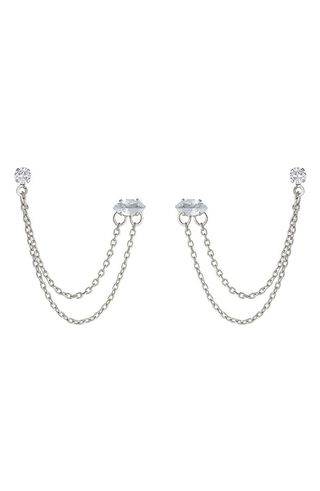 Ettika + Double Piercing Chain Drop Earrings