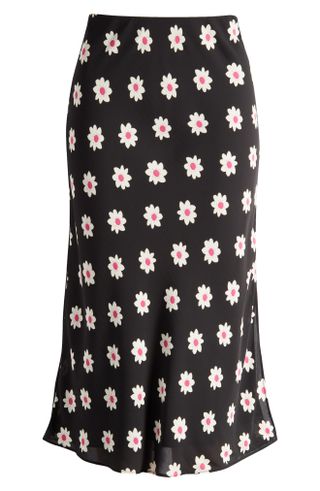 Bp. + Floral Print Side Slit Midi Skirt