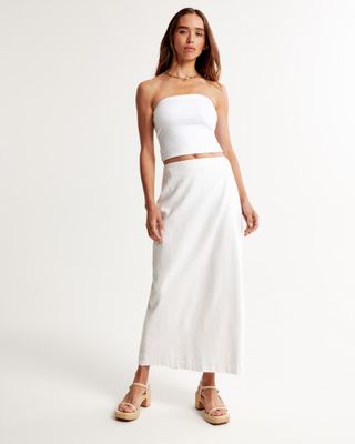 Abercrombie & Fitch + Linen-Blend Column Maxi Skirt