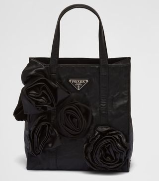 Prada + Floral Appliqué Tote Bag