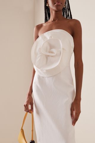 Mara Hoffman + Maia Floral-Appliquéd Cotton-Linen Midi Dress