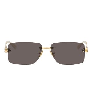 Bottega Veneta + Gold Rectangular Sunglasses