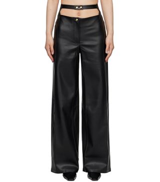 Bevza + Black High-Rise Faux-Leather Trousers