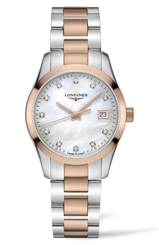 Longines + Conquest Classic Diamond Index Bracelet Watch 34mm