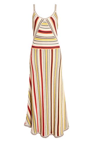 Zimmermann + Stripe Cotton Open Stitch Cover-Up Maxi Dress