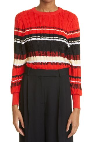 Proenza Schouler + Stripe Fil Coupé Crop Sweater