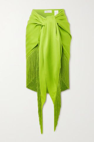 Michael Kors Collection + Asymmetric Fringed Satin Skirt