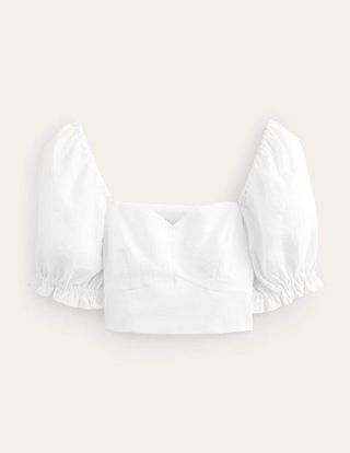 Boden + Sweetheart Linen Cropped Top
