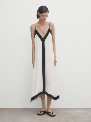 Massimo Dutti + Strappy Dress With Contrast V-Neck