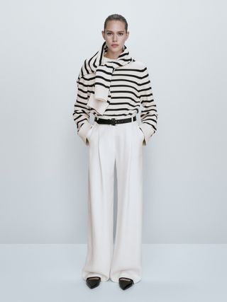 Massimo Dutti + Striped Knit Crewneck Sweater