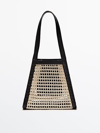 Massimo Dutti + Contrast Leather Mesh Bag
