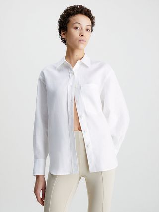 Calvin Klein + Oversized Linen Shirt
