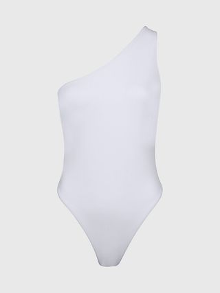 Calvin Klein + One Shoulder Swimsuit