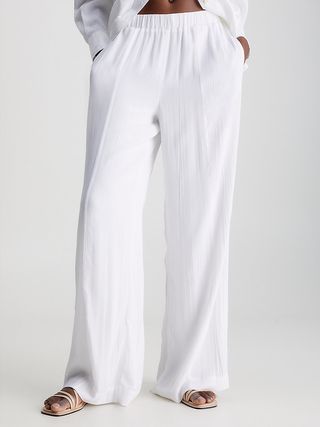 Calvin Klein + Wide Leg Crepe Trousers