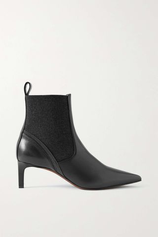 Brunello Cucinelli + Bead-Embellished Leather and Cashmere Chelsea Boots