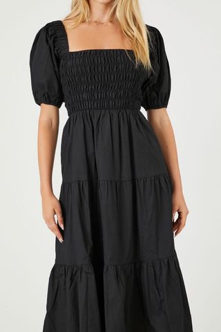 Forever 21 + Tiered Puff-Sleeve Midi Dress