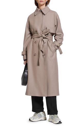 & Other Stories + Double Breasted Wool Blend Trench Coat
