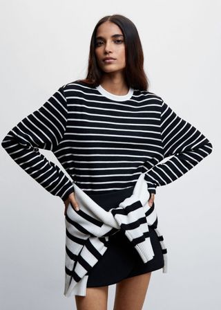 Mango + Striped Cotton-Blend Sweatshirt