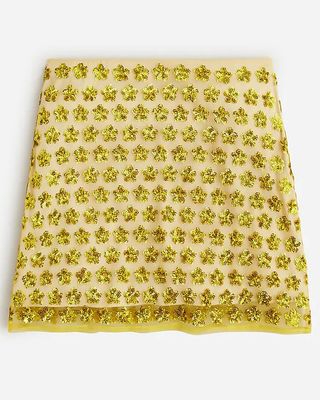 J.Crew + Floral Sequin Mini Skirt