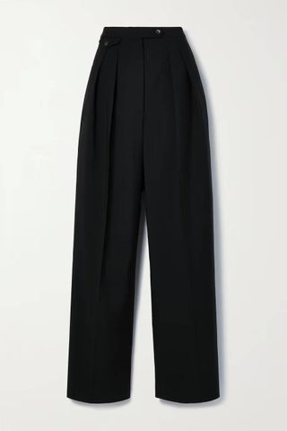 The Row + Rufos Pleated Wool and Mohair-Blend Wide-Leg Pants