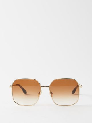Victoria Beckham + Oversized Square Metal Sunglasses