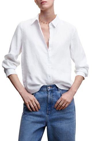 Mango + Linen Button-Up Shirt