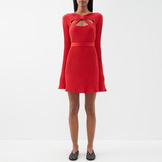 Thebe Magugu + Cutout Ribbed-Cotton Mini Dress