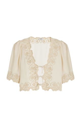 Sea + Baylin Lace-Trimmed Crepe Top