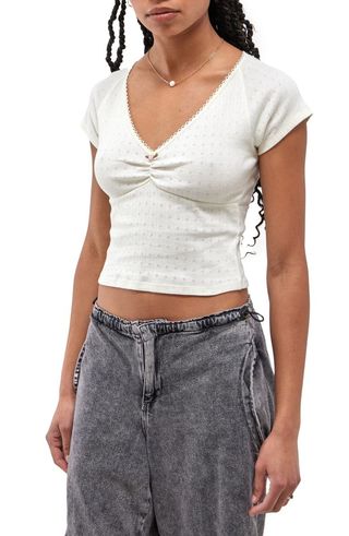 Bdg Urban Outfitters + Aimee Pointelle Stitch Cotton Top