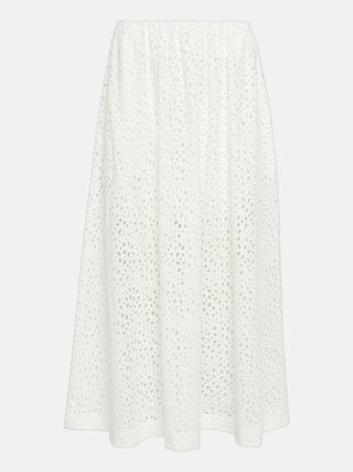 Toteme + High-Rise Eyelet Cotton Midi Skirt