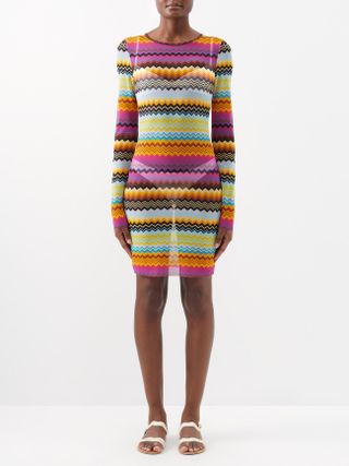 Missoni + Zigzag-Print Sheer-Jersey Dress