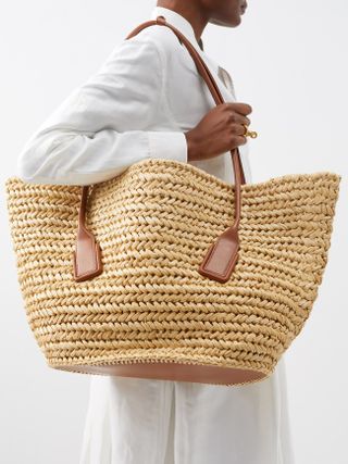 Bottega Veneta + Arco Medium Raffia Basket Bag