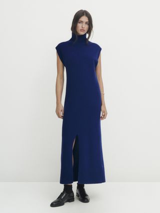Massimo Dutti + High Neck Knit Dress with Opening