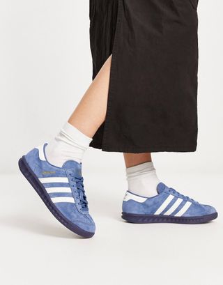 Adidas Originals + Hamburg Trainers in Blue With Gum Sole