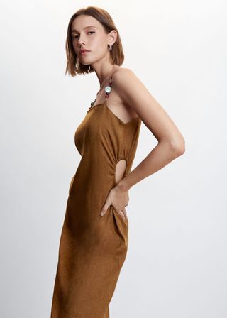 Mango + Linen Dress With Stone Detail - Women | Mango United Kingdom