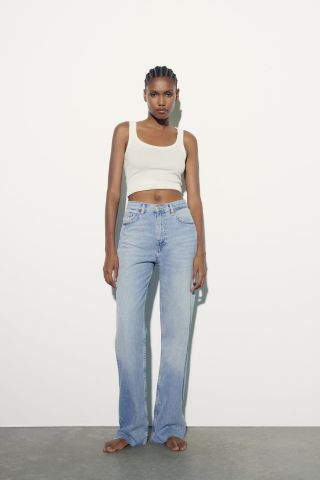 Zara + Extra Long High-Rise Wide Leg Jeans