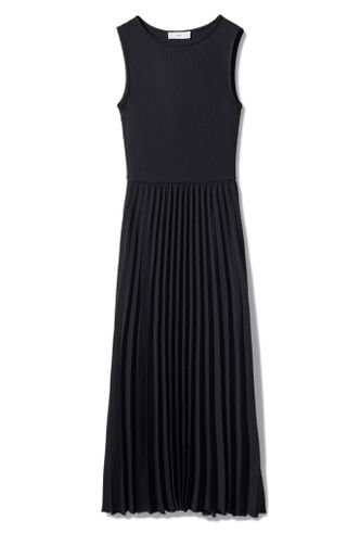 Mango + Pleated Sleeveless Rib Knit Maxi Dress