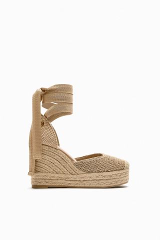 Zara + Lace Up Wedge Shoes
