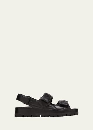 Prada + Quilted Leather Slingback Sporty Sandals