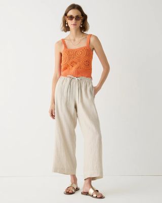 J.Crew + Wide-leg Seaside Pant in Linen