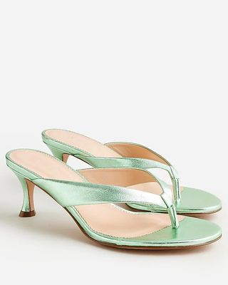 J.Crew + Violetta Made-in-Italy Thong Sandals in Metallic Leather
