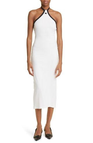 Courrèges + Contrast Trim Cotton Halter Dress