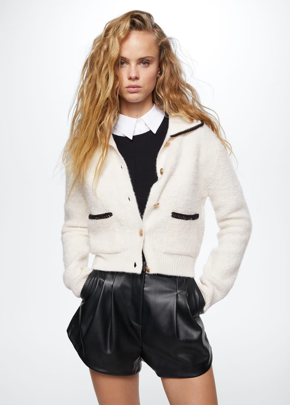 3-Piece Color Contrast Trim Knit Outfit Set