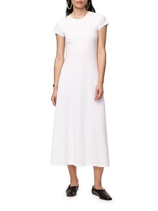 Another Tomorrow + Short-Sleeve Jersey Midi-Dress