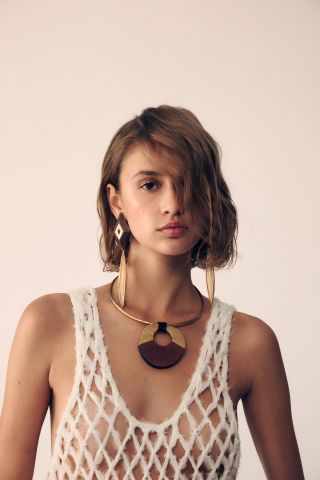 Zara + Circular Wooden Necklace