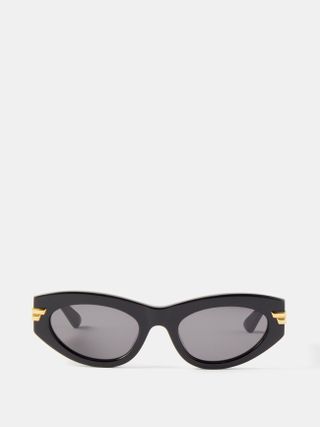 Bottega Veneta + Ribbon-Logo Cat-Eye Acetate Sunglasses