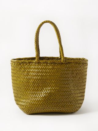 Dragon Diffusion + Grace Double Jump Small Woven-Leather Basket Bag