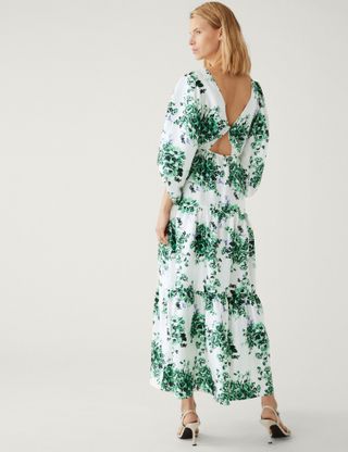 M&S Collection + Floral V-Neck Midaxi Tiered Dress