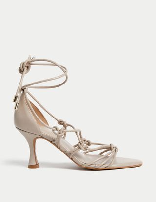 Autograph + Leather Knot Strappy Stiletto Heel Sandals