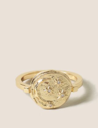 M&S Collection + 14ct Gold Plated Moon and Star Ring
